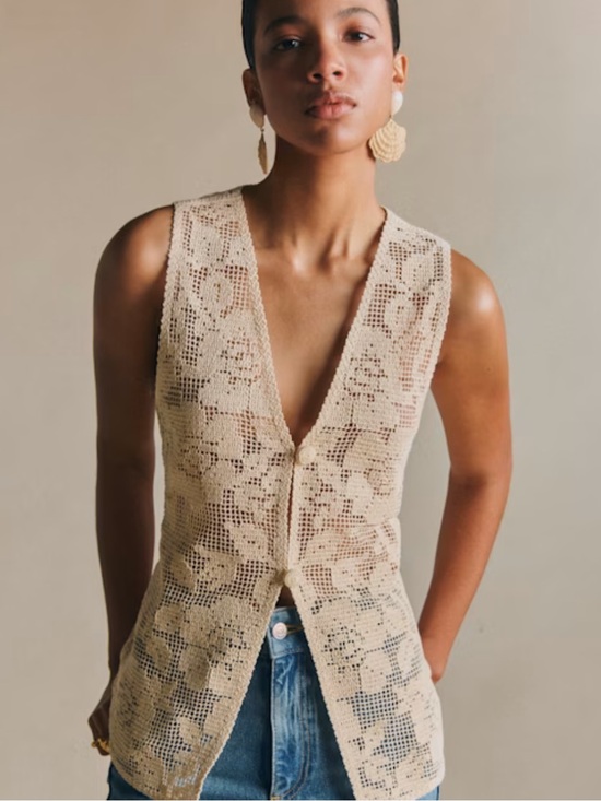Sezane Tops - NWT SEZANE LIKA JACKET FLORAL EMBROIDERY WITH BEIGE